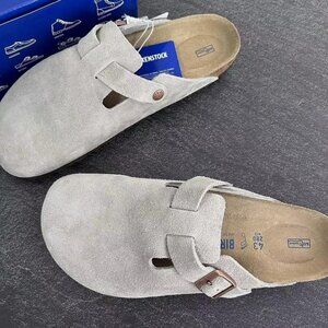 Birkenstock Boston Taupe suede clog sandal